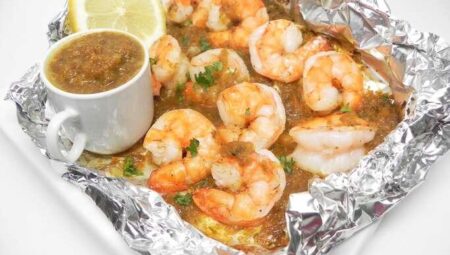 Jamaican Jerk Shrimp in Foil